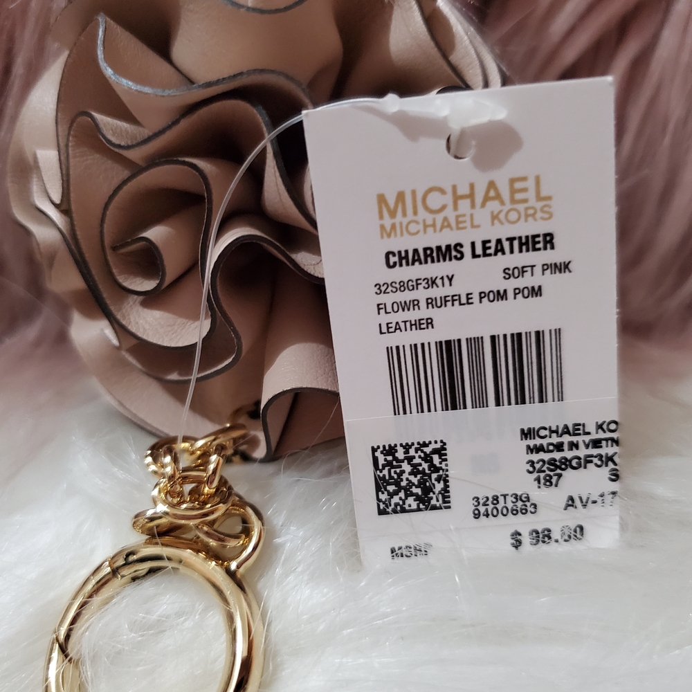 Michael Kors Tan and Pink Leather Charm